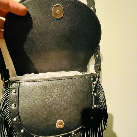 Zara Limited Edition Black Leather Fringed Crossbody Bag New With Tags - Picture 5 of 7